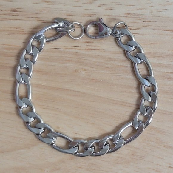 None Other - DEAL Figaro Link Bracelet Stainless Steel Silver Lobster Claw Clasp 7 Inches New